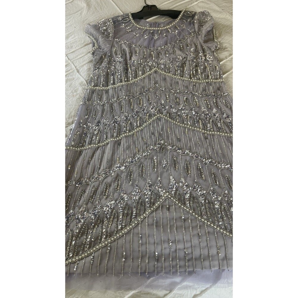 Lilac & Gray Beaded Dress for Orin, Wedding And Evening Party Dress. Size 14.